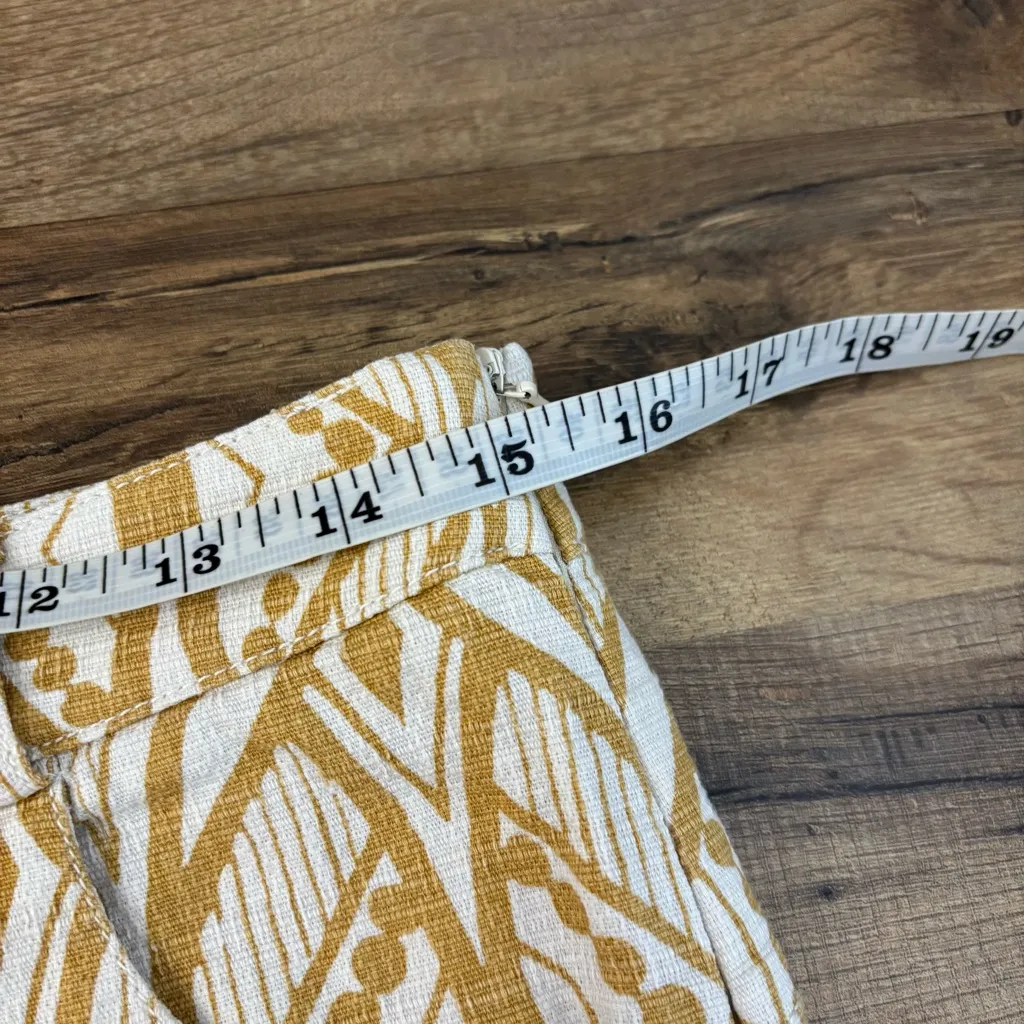 Anthropologie Elevenses Tiled Tide Shorts Golden Mustard Ivory Geometric - Image 7