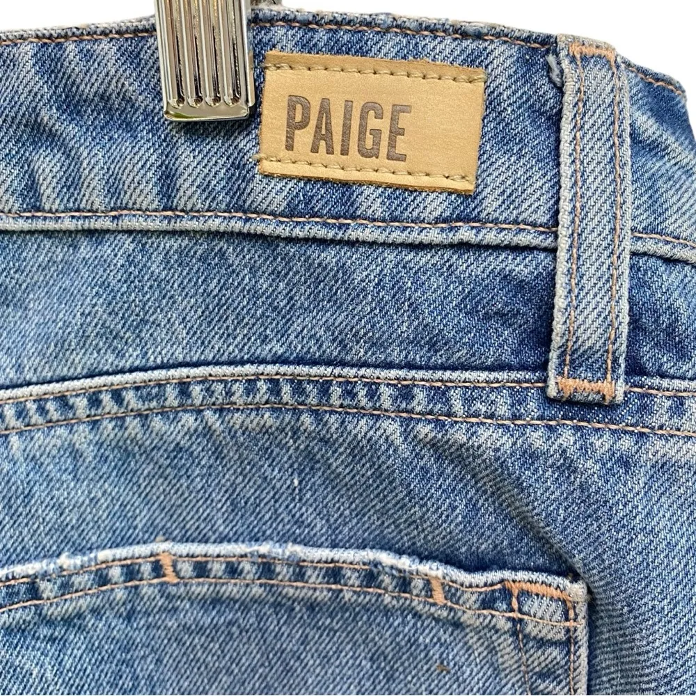 Paige Margot High Rise Distressed Raw Hem Denim Shorts In Kat Destructed NWT - Image 9
