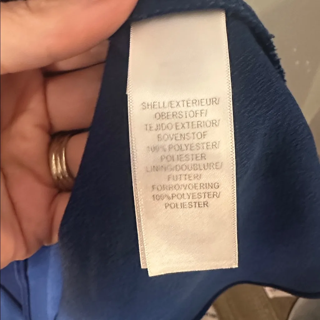 Adrianna Papell Blue Sleeveless‎ Asymmetric Draped Cocktail Dress - Image 3