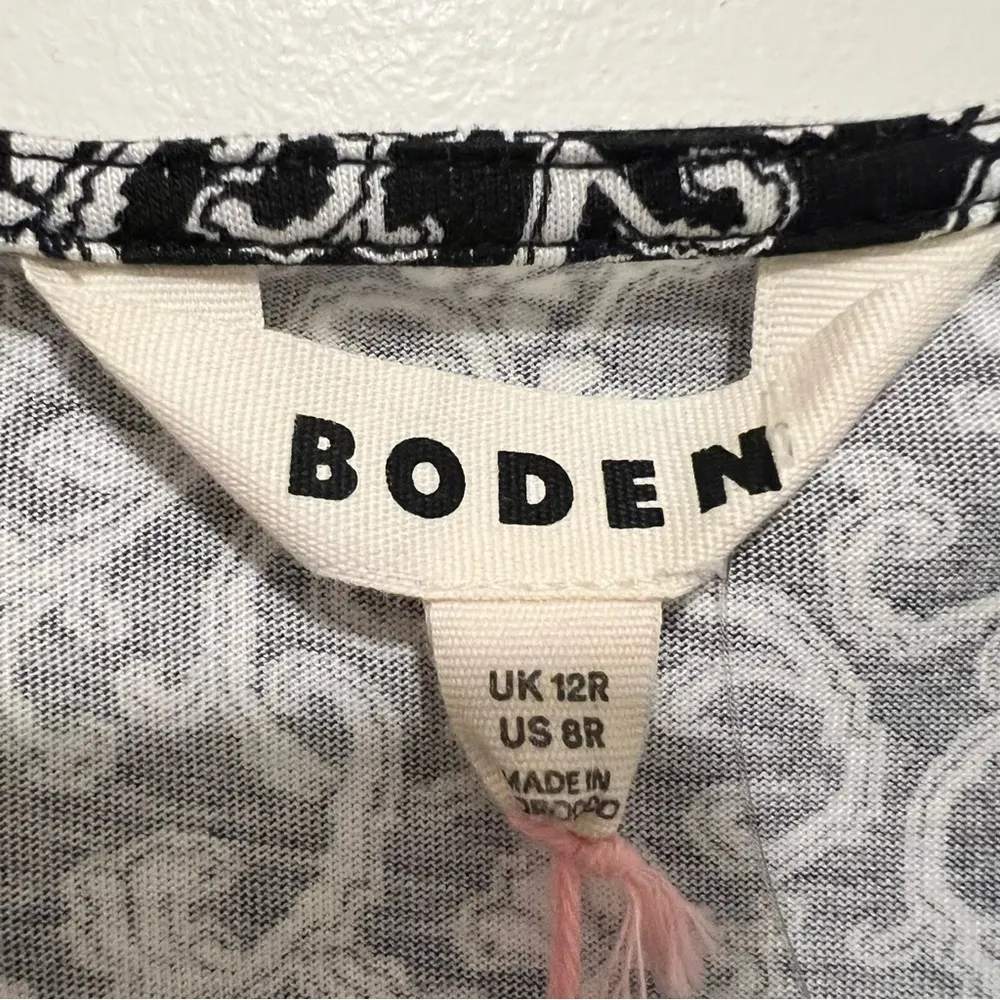 Boden Sweetheart Jersey Mini Dress in Black Swirl Swig Size 8 NWT - Image 6