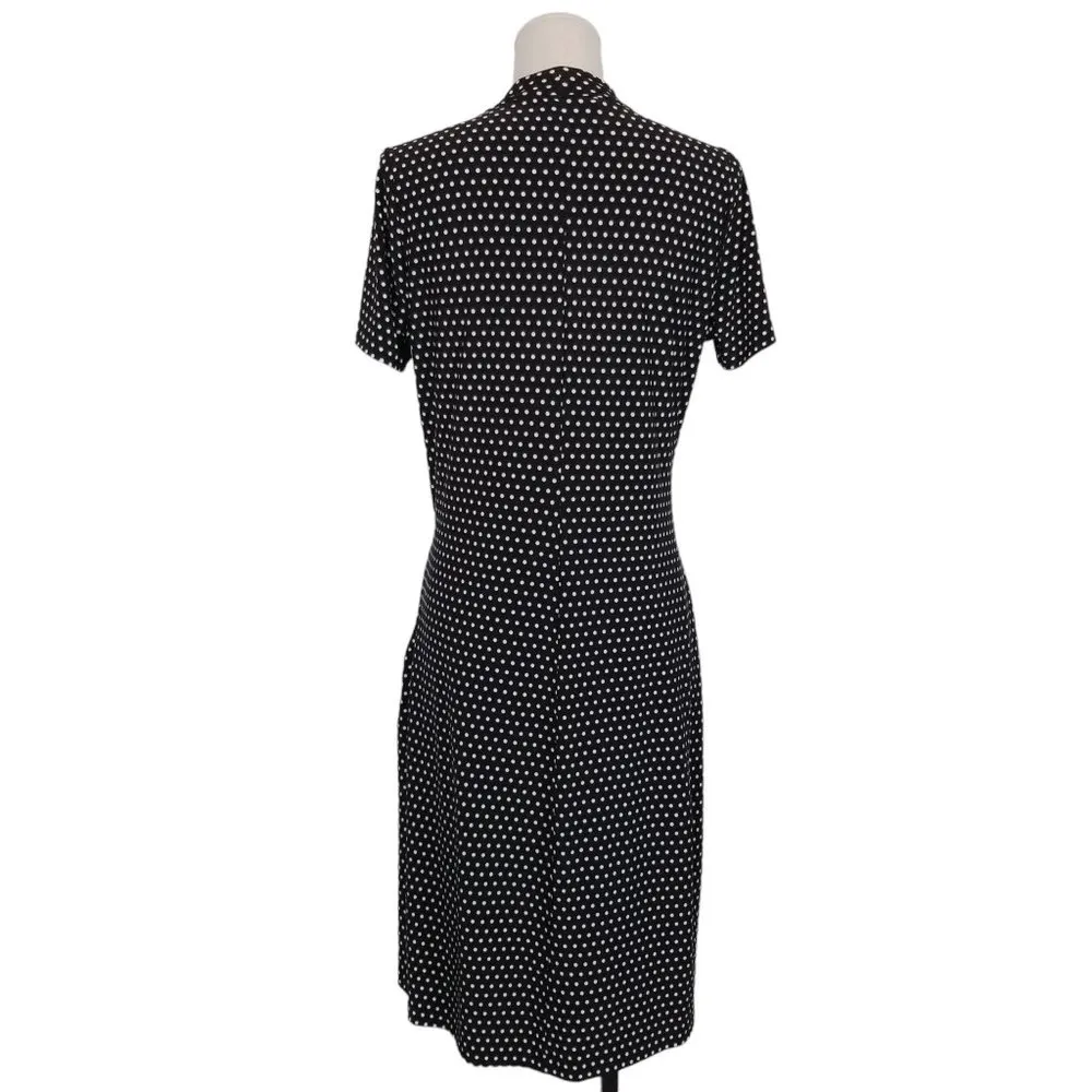 Norma Kamali Baby Polka Dot Faux Wrap Dress Black & White Sz Medium - Image 4