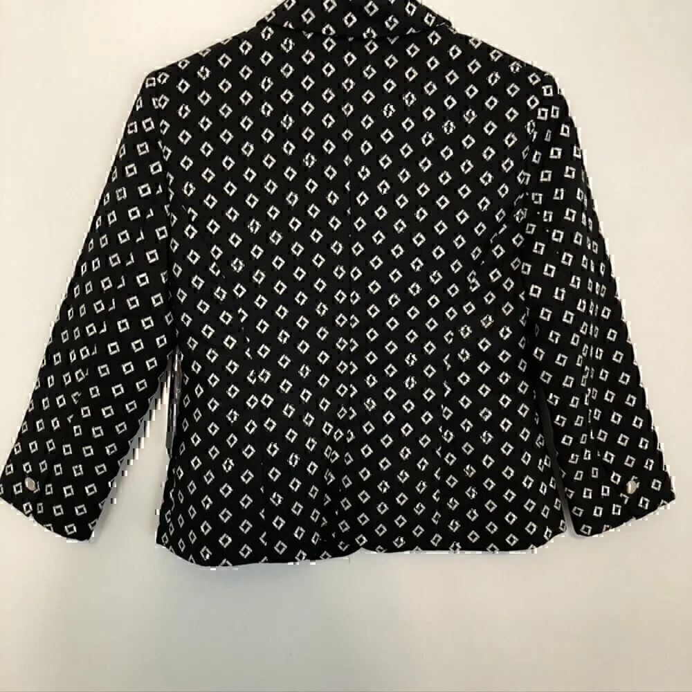NEW NWT VINCE CAMUTO Desert Horizons Blazer Black White Geo Printed 3/4 Sleeve 2 - Image 11