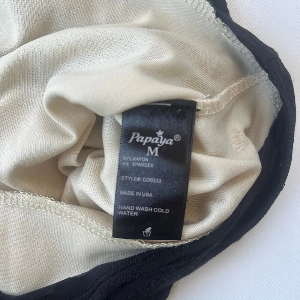 PAPAYA Bodycon One Arm Dress Medium Black Y2k Sheer Burnout USA Whimsigoth Midi - Image 9