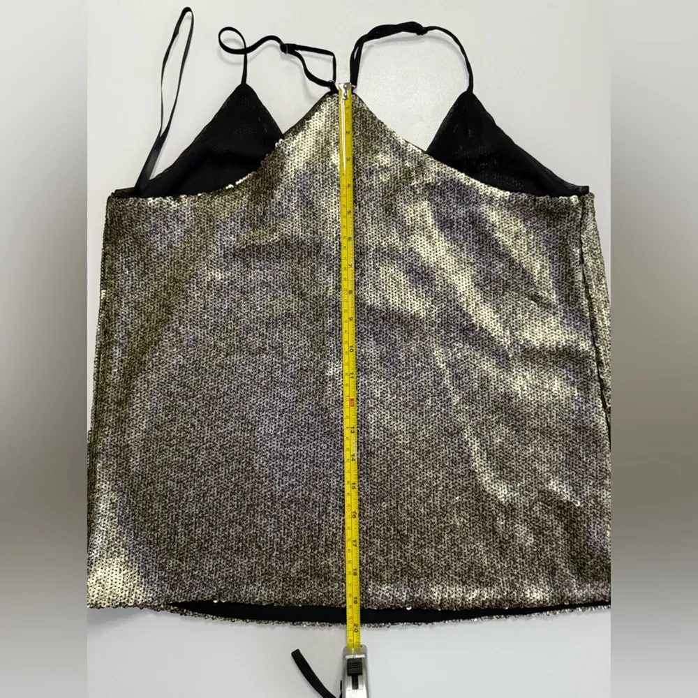 Medium BCBG Gold/Silver on Black Sequin Tank - Image 4
