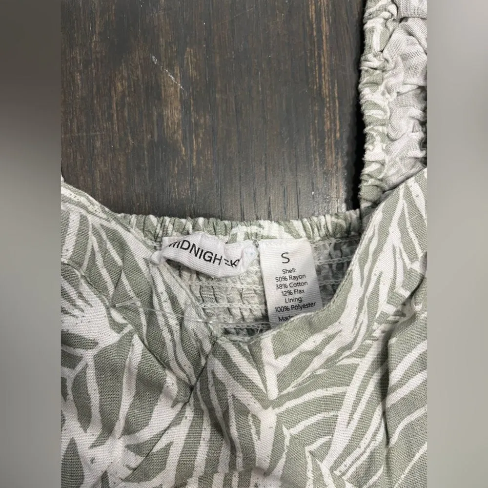 Midnight Sky Tropical Leaf Print Crop Top Tank Summer Beach Vacation S C18 - Image 3