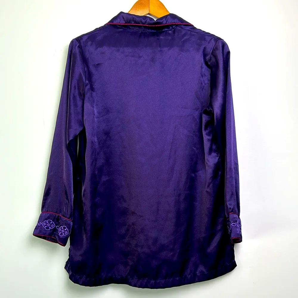 Oscar de la Renta| Pink Label Royal Purple Pajama Top Only sz Small - Image 5