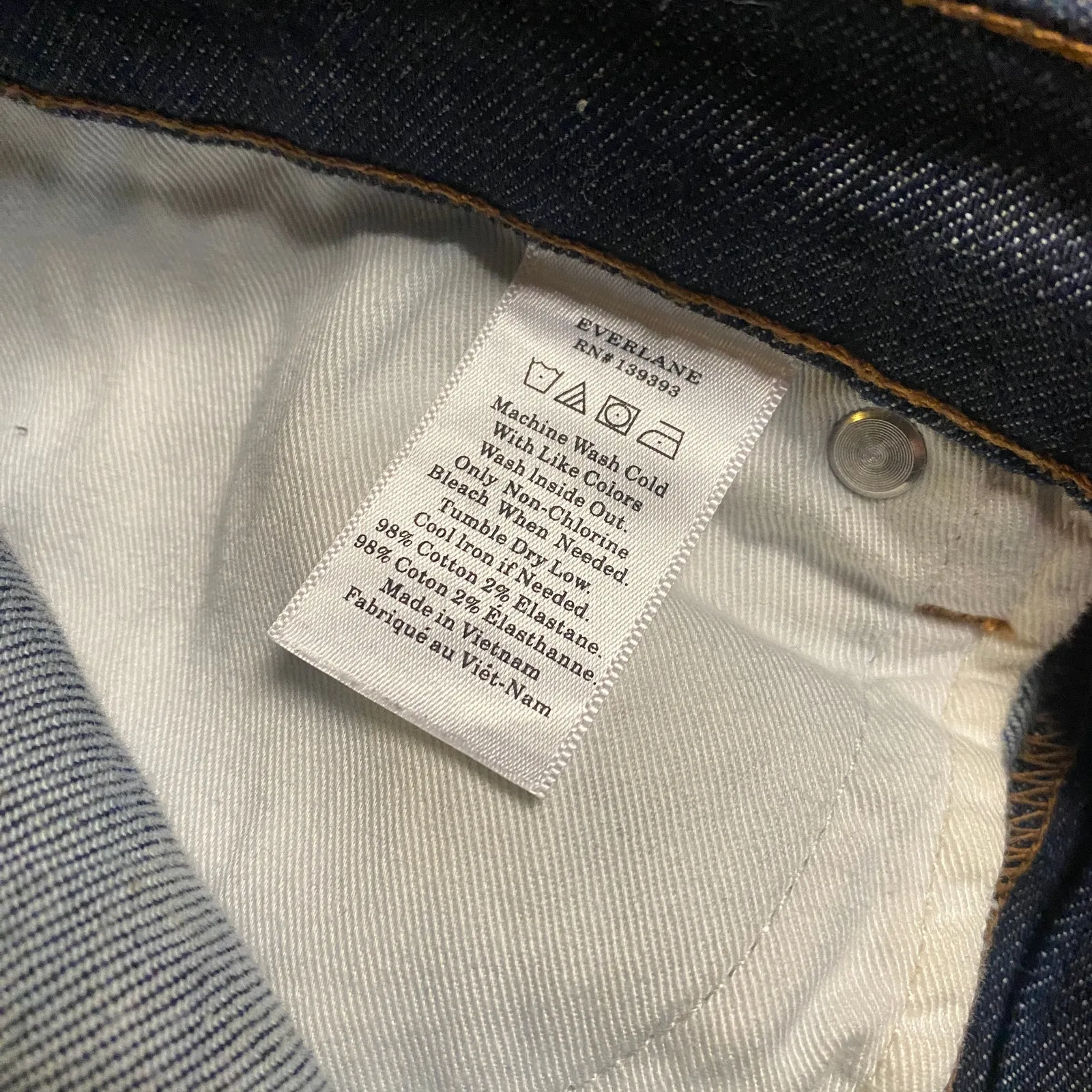 Everlane Dark Wash Blue Denim Mid-Rise Slim Straight Jeans Women's Size 27 Ankle - Image 7