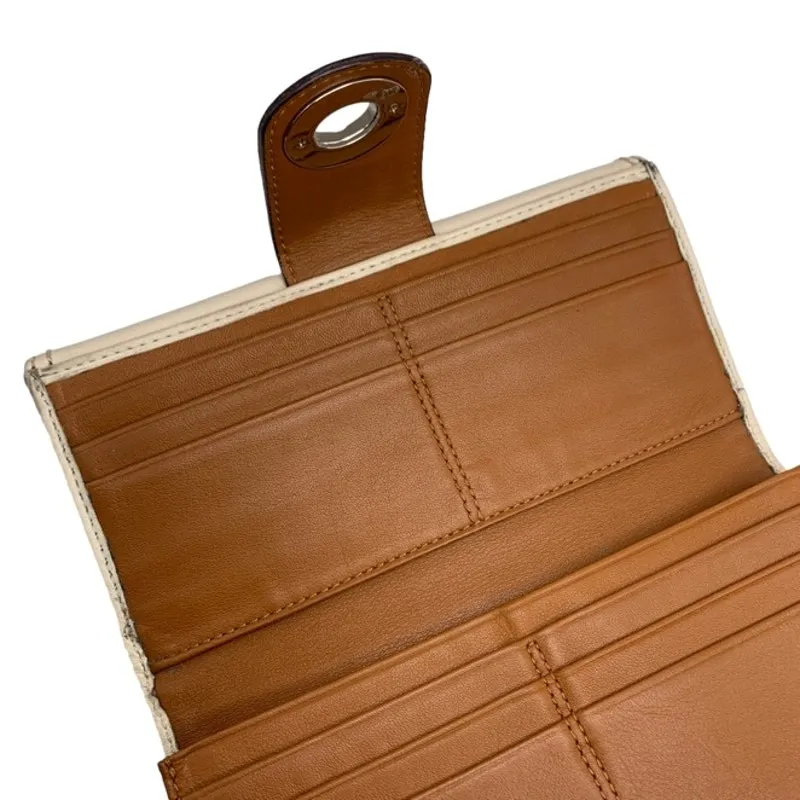 y2k COACH White Brown Turnlock Wallet - Image 7