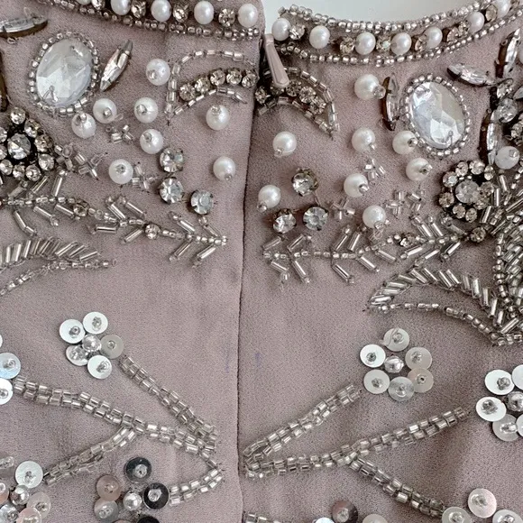 Mac‎ Duggal Vintage Lilac Floral Beaded Sheath MIDI Dress New With Tag - Image 10