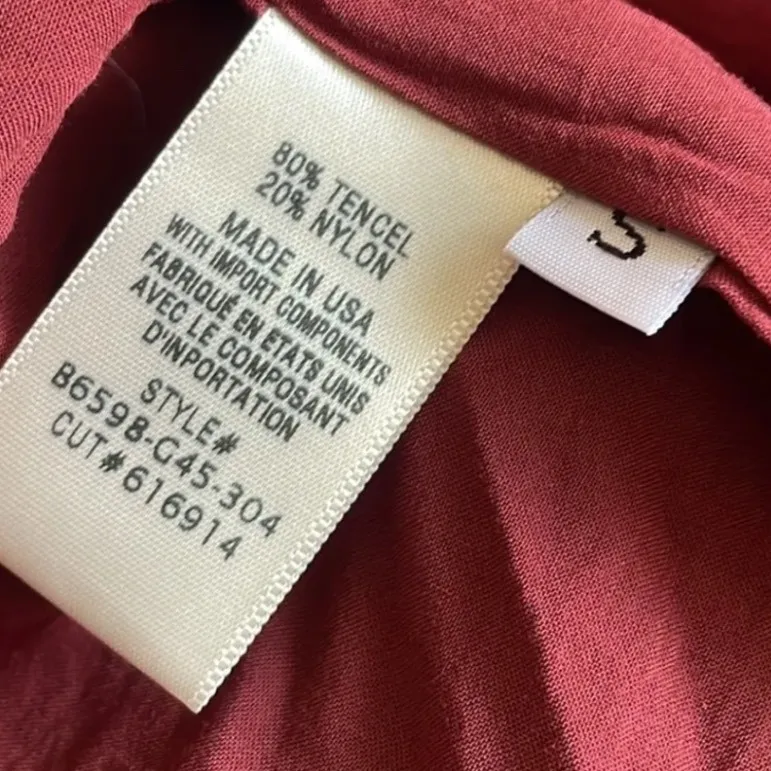 Bella Dahl V-Neck Tencel Plaid Slip Midi Dress in Burgundy Red | Size Small - Image 5