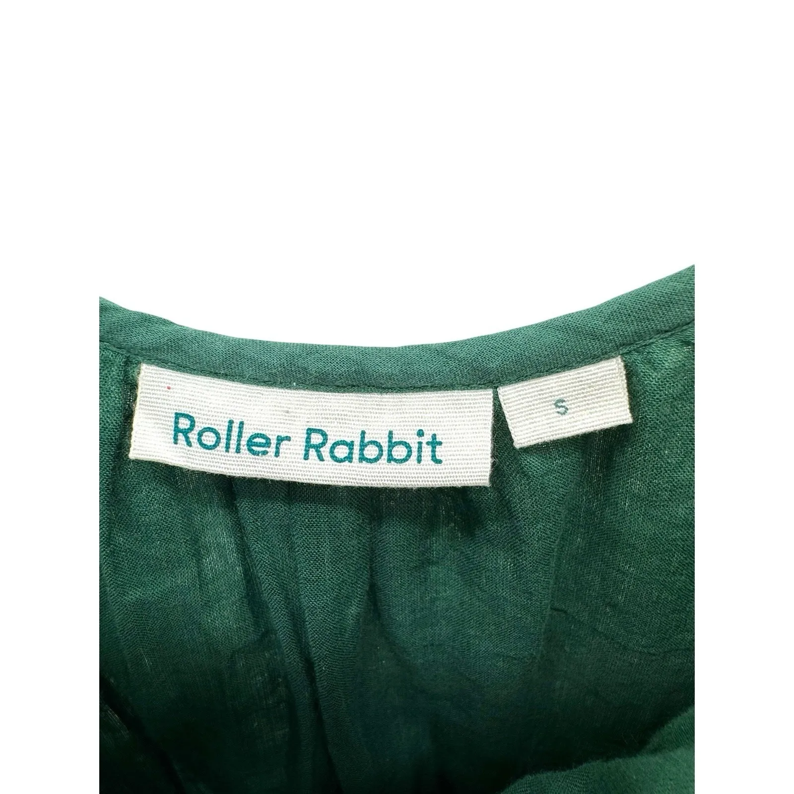 Roller Rabbit Green White Embroidery Design Apricus Dakota Maxi Dress Size Small - Image 5