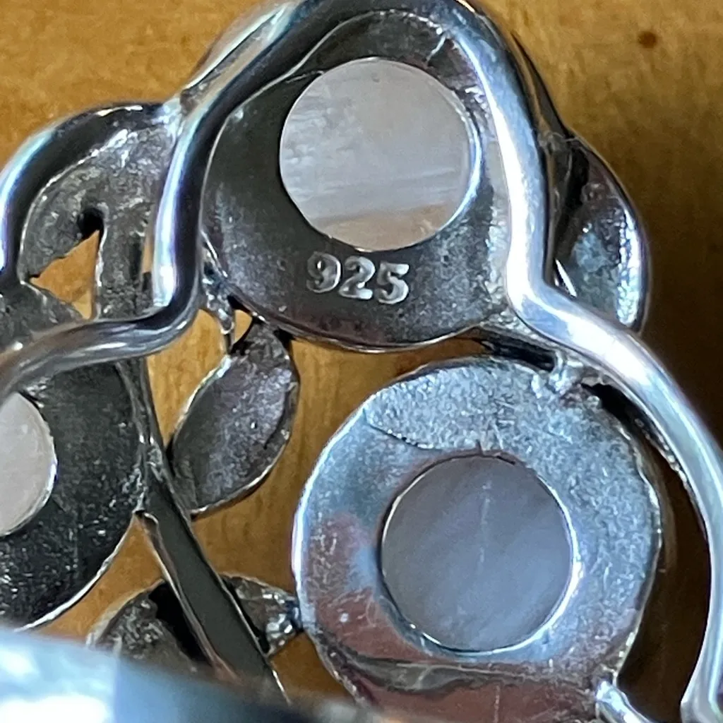 Natural Rainbow Moonstone Sterling Silver Cocktail Ring Size 6 - Image 6