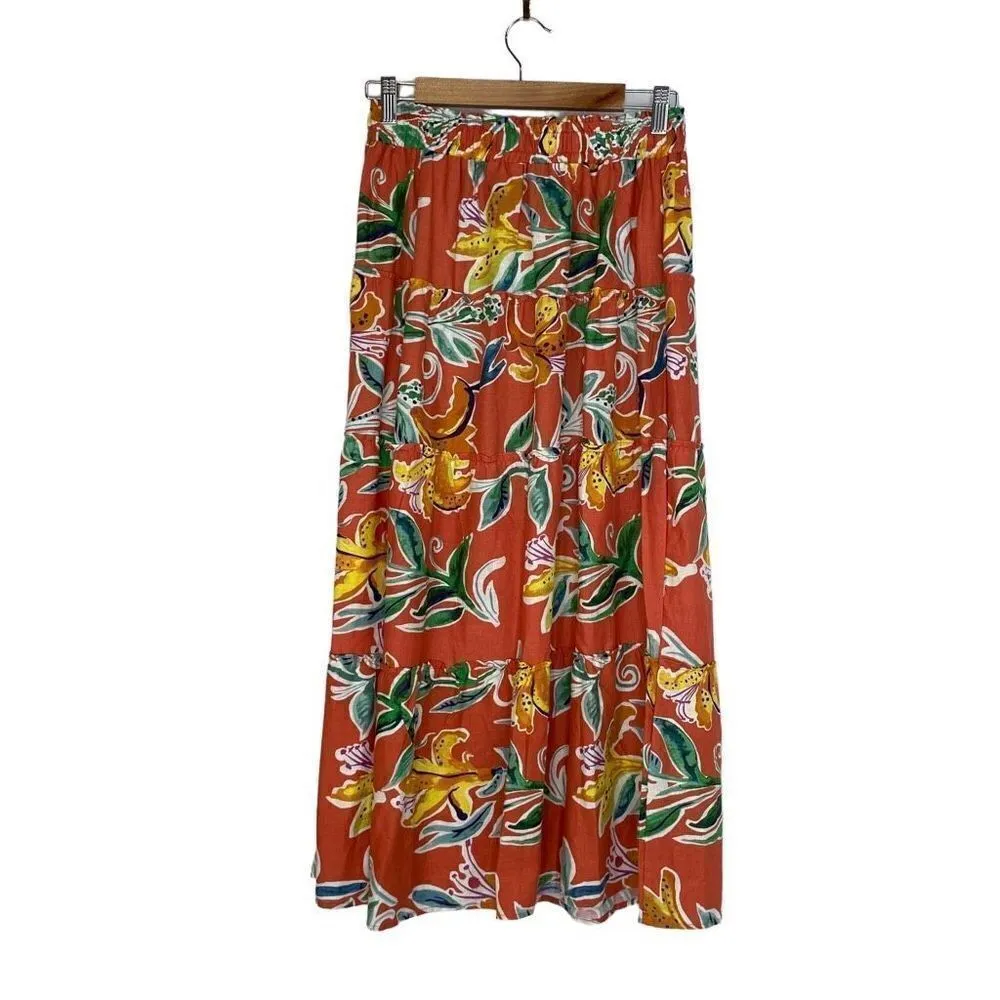 Rachel Roy Long Floral Linen Maxi Skirt Size M New - Image 2