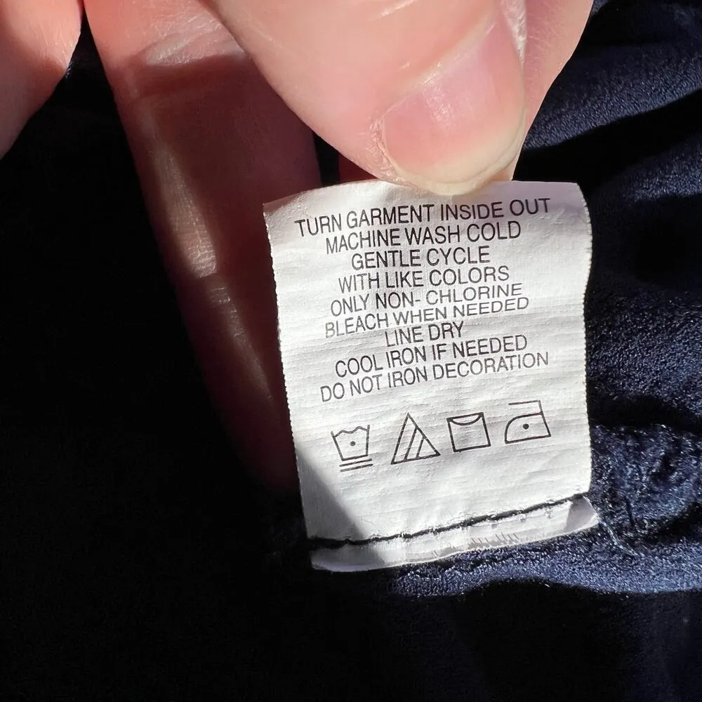 eyeshadow Womens Tank Top Embroidered Floral Design Navy Blue White Medium - Image 9