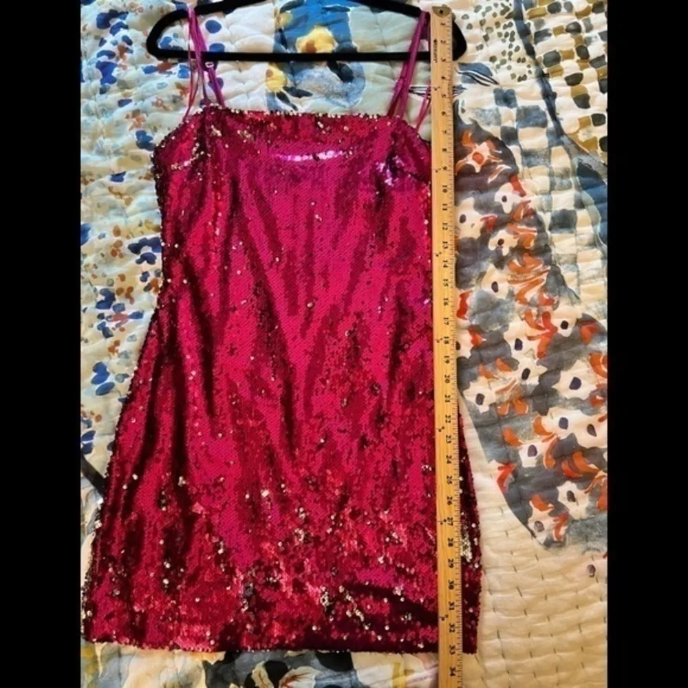 M Sequined Pink Silver Mini Slip Dress - Image 2