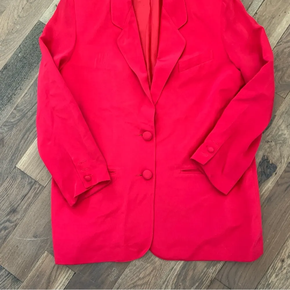 The Limited Red 100% Silk Blazer Jacket Size Large - Image 7