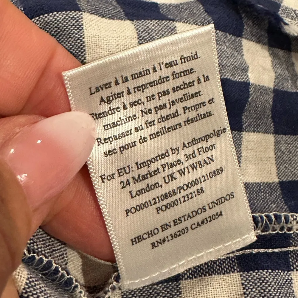 ANTHRO LADY AND THE SAILOR GINGHAM BLUE WHITE CHECK ONE SHOULDER TOP M - Image 6