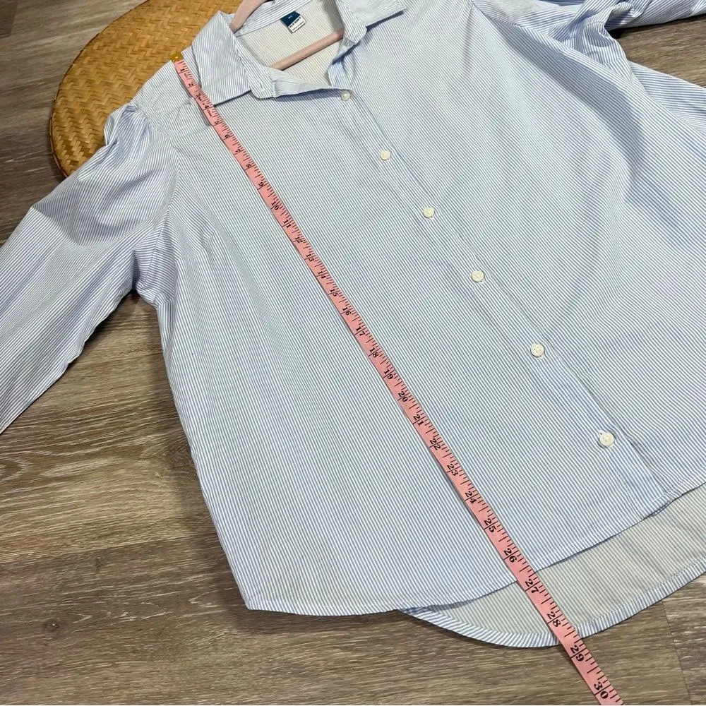 Old navy cotton long sleeve striped‎ poplin shirt - Image 3