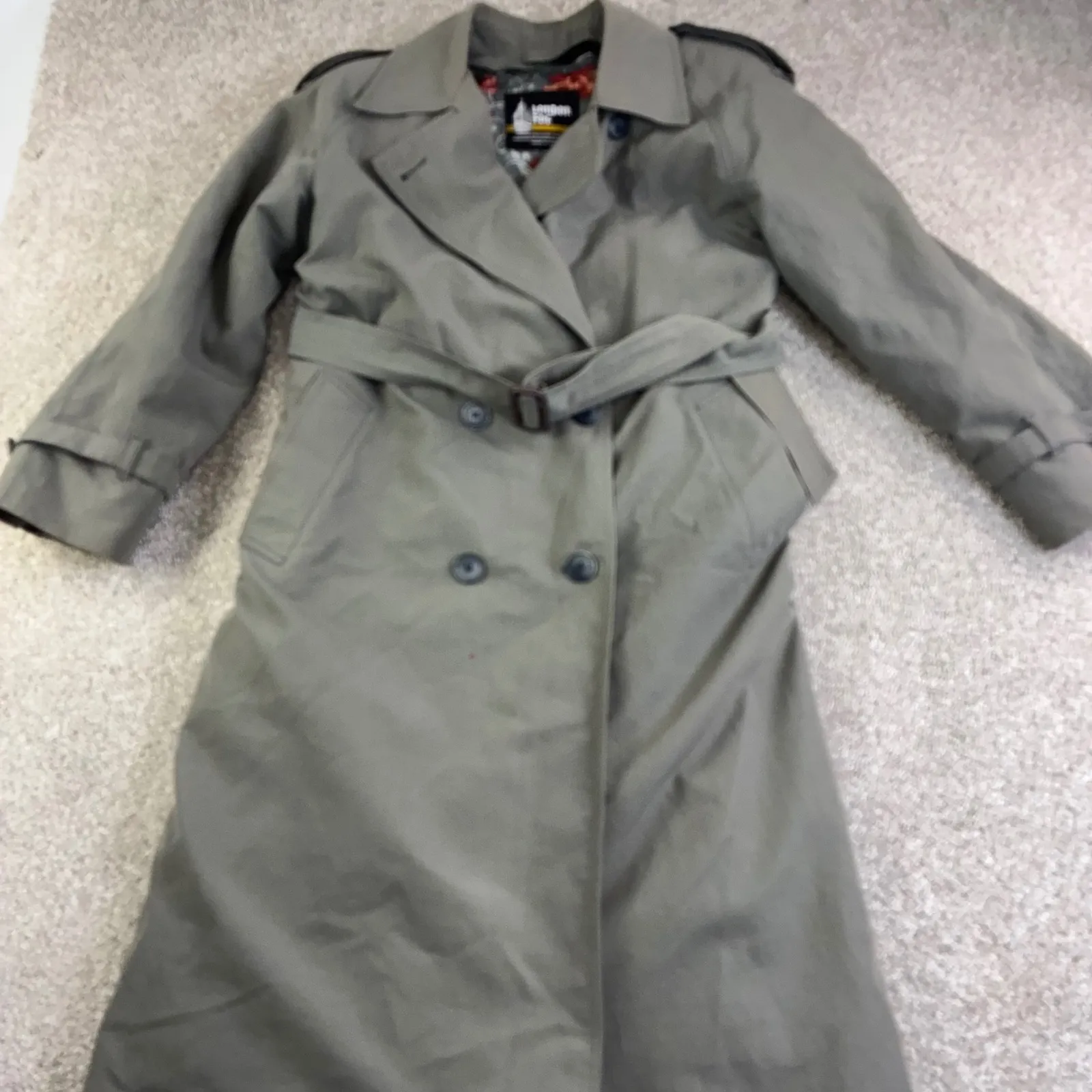 London Fog Womens 6 Trench Coat Classic Double Breasted Belted Green USA Vintage - Image 1