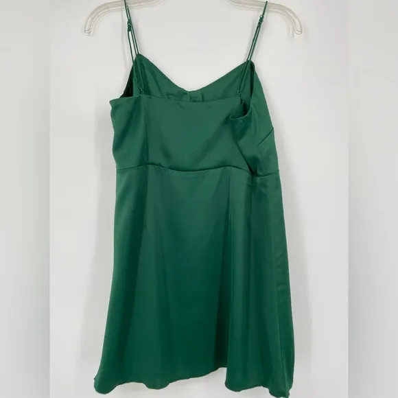 Urban Outfitters Emerald Green, Mini Satin Slip Dress,‎ Padova, Sz Medium - Image 4
