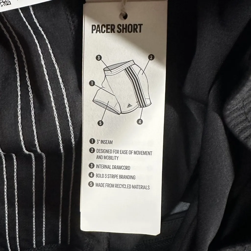Adidas Shorts Womens‎ XL Black White Pacer 3S Knit Primegreen Aeroready Running - Image 11