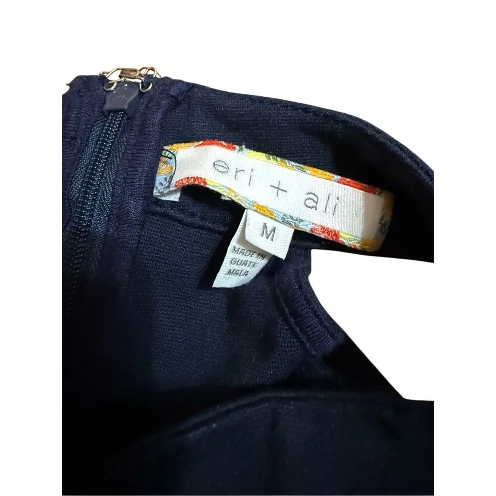 Anthropologie Eri + Ali Marin Nobility Halter Top Navy Blue Sleeveless Zip Ruffl - Image 6