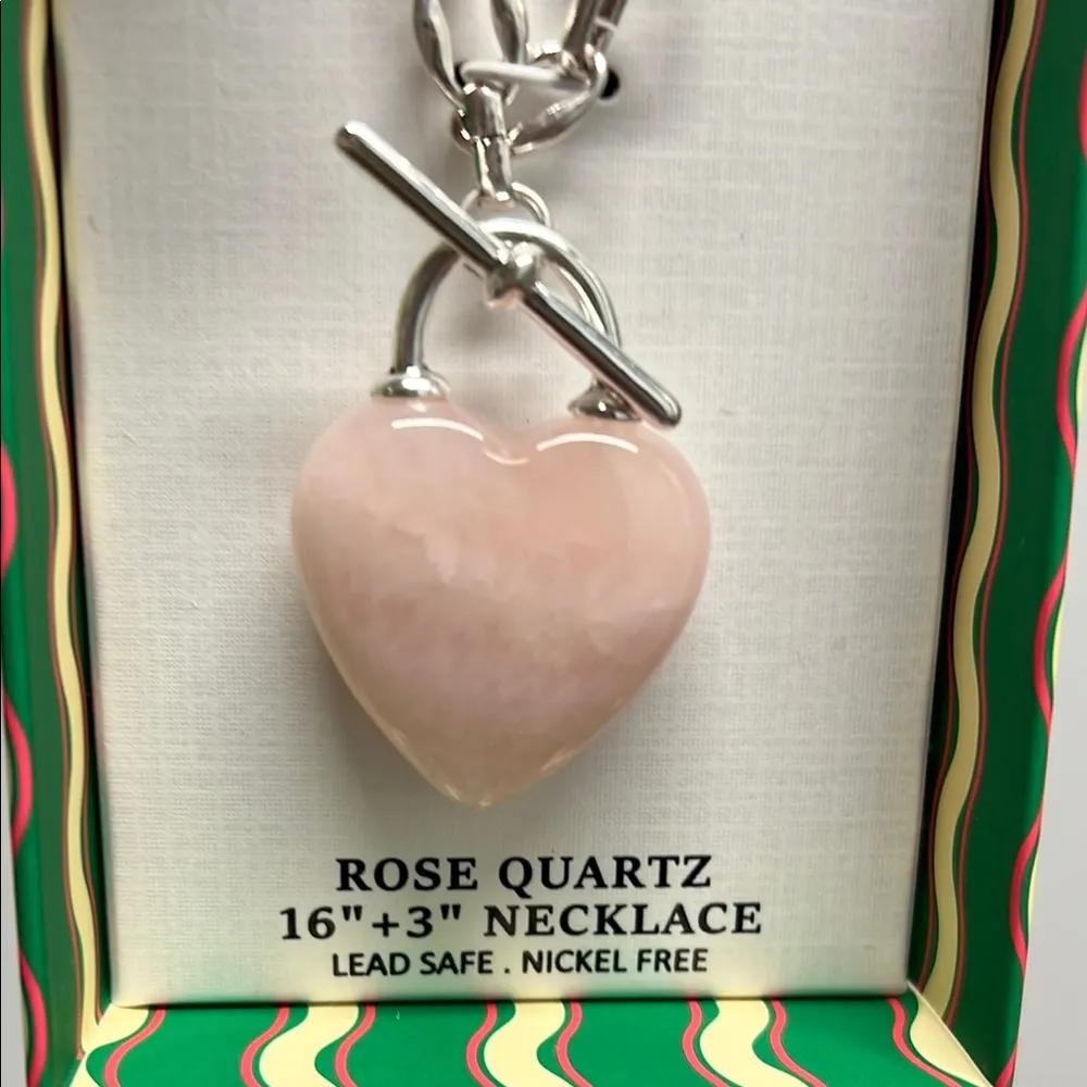 Piper K | Silver Necklace w/ Pink Quartz Heart - Image 2