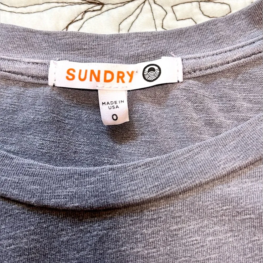 SUNDRY by ANTHROPOLOGY Heathered Blue Ruffle Shoulder Weekend Midi Dress Sz XS - Image 9