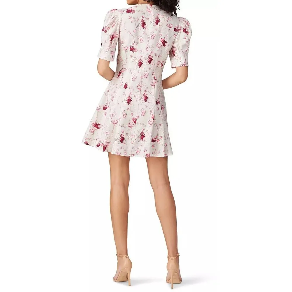 CHELSEA AND WALKER Women's White Pink Floral Button Front Mini Dress Size 4 - Image 3