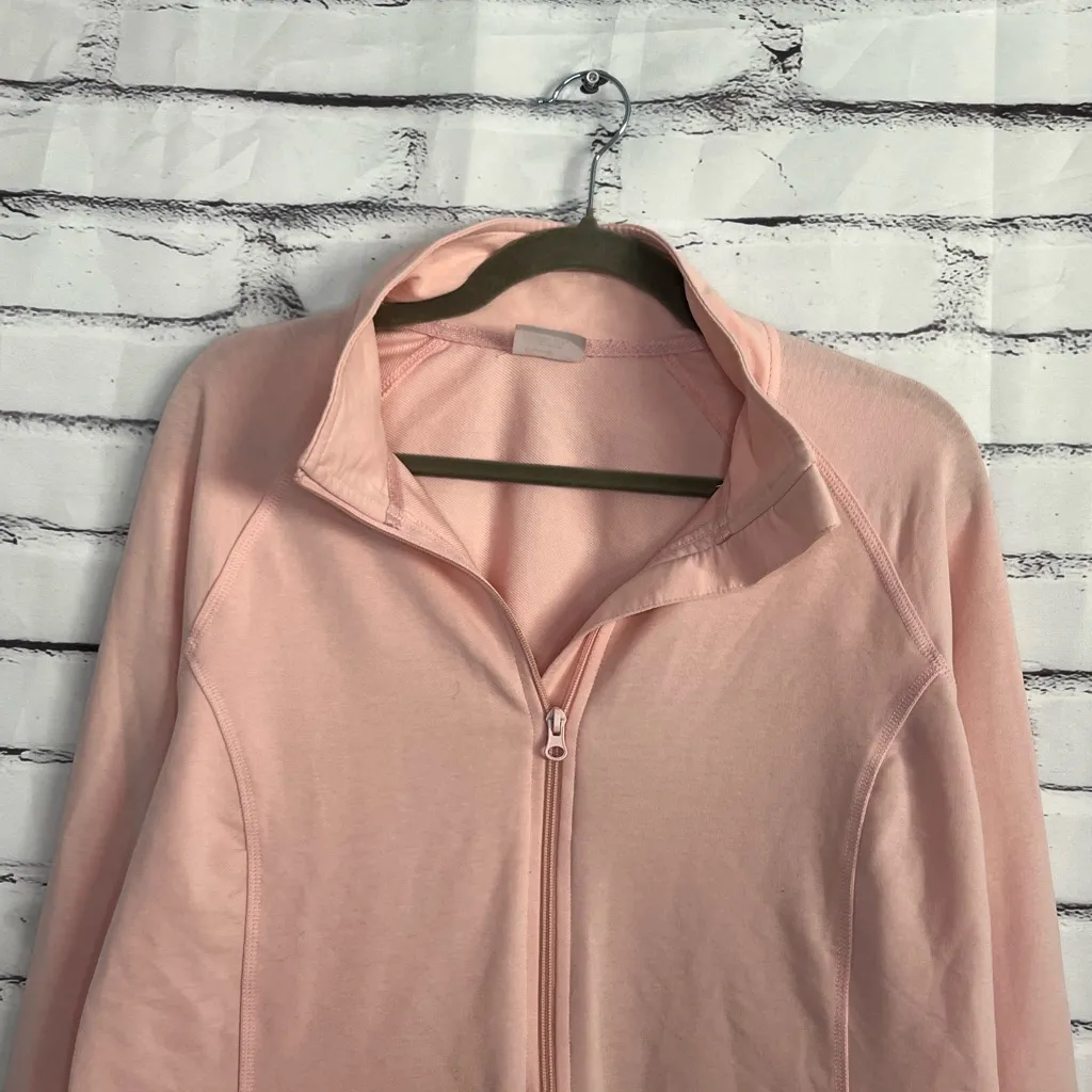 Emily B Light Blush Pink Full Zip Cotton Track Jacket Women’s XL Stand Collar - Image 5