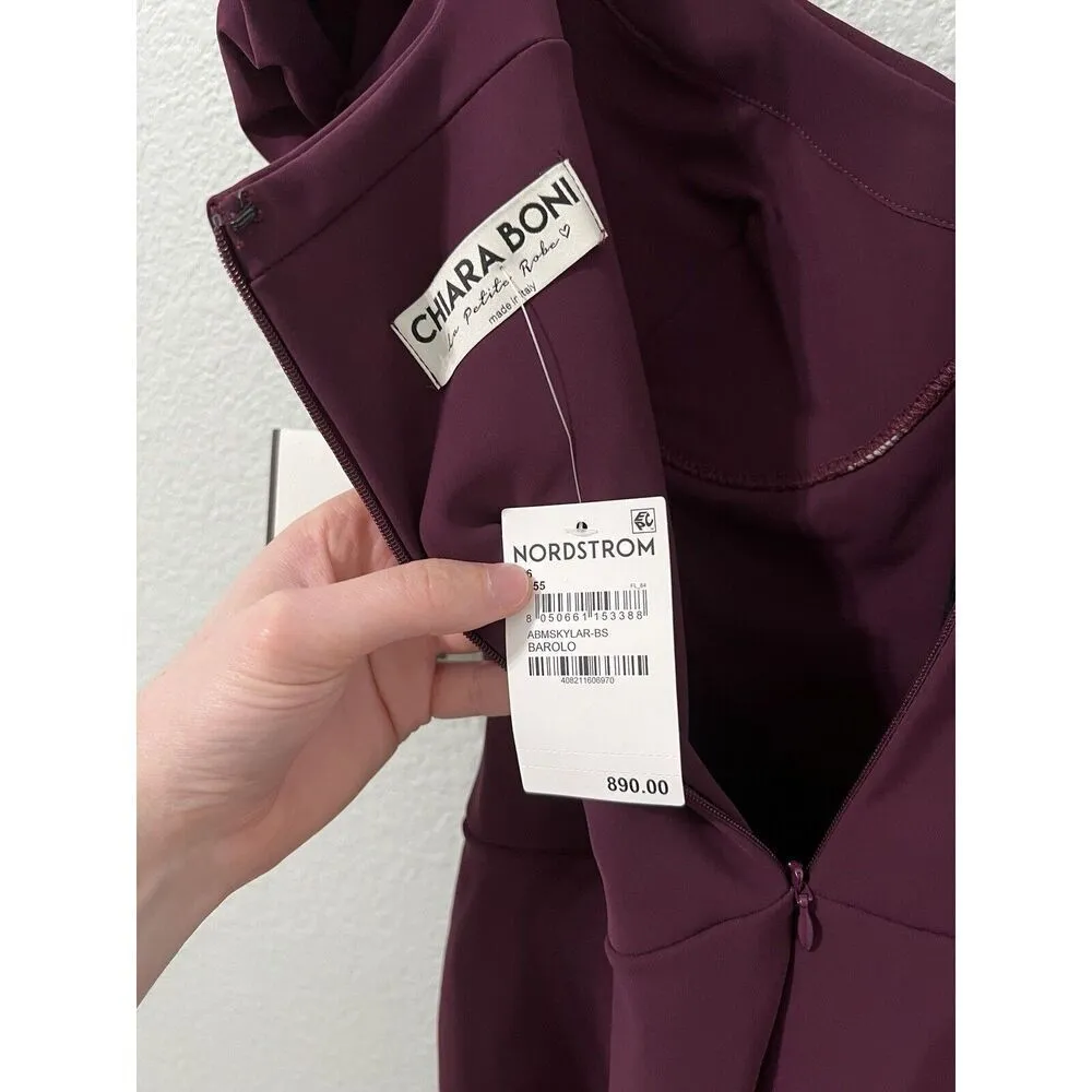NEW CHIARA BONI La Petite Robe Barolo Purple Skylar Cold Shoulder Gown 6US 42IT - Image 7
