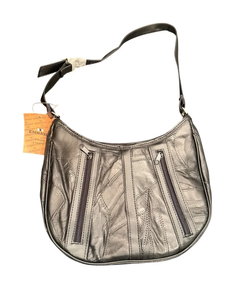 NEW Deadstock Vintage Genuine Leather Saddle Bag Black Leather Purse - Image 1