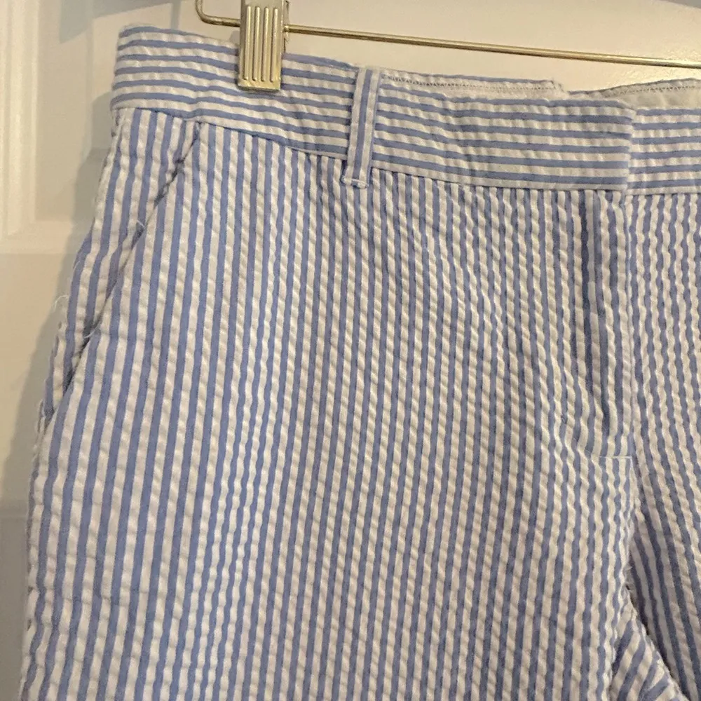 J Crew Seersucker Capri Pants Blue White Size 4 - Image 7