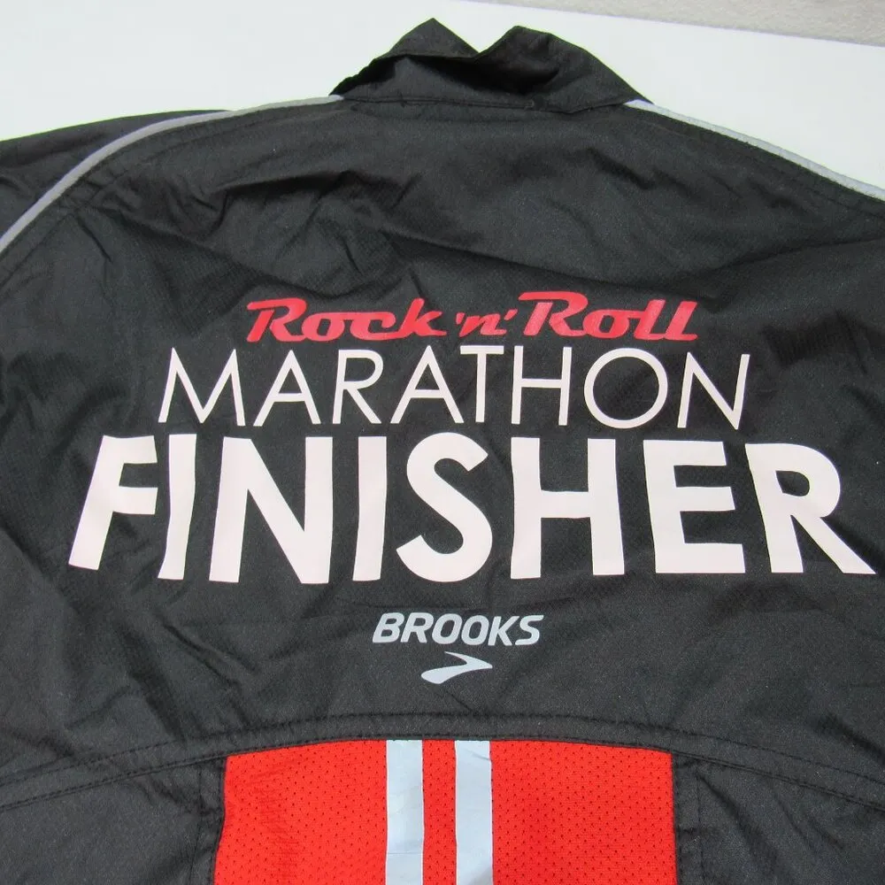 Brooks Marathon Finisher Rock N Roll Windbreaker Full Zip Jacket Women L Blk Red - Image 2