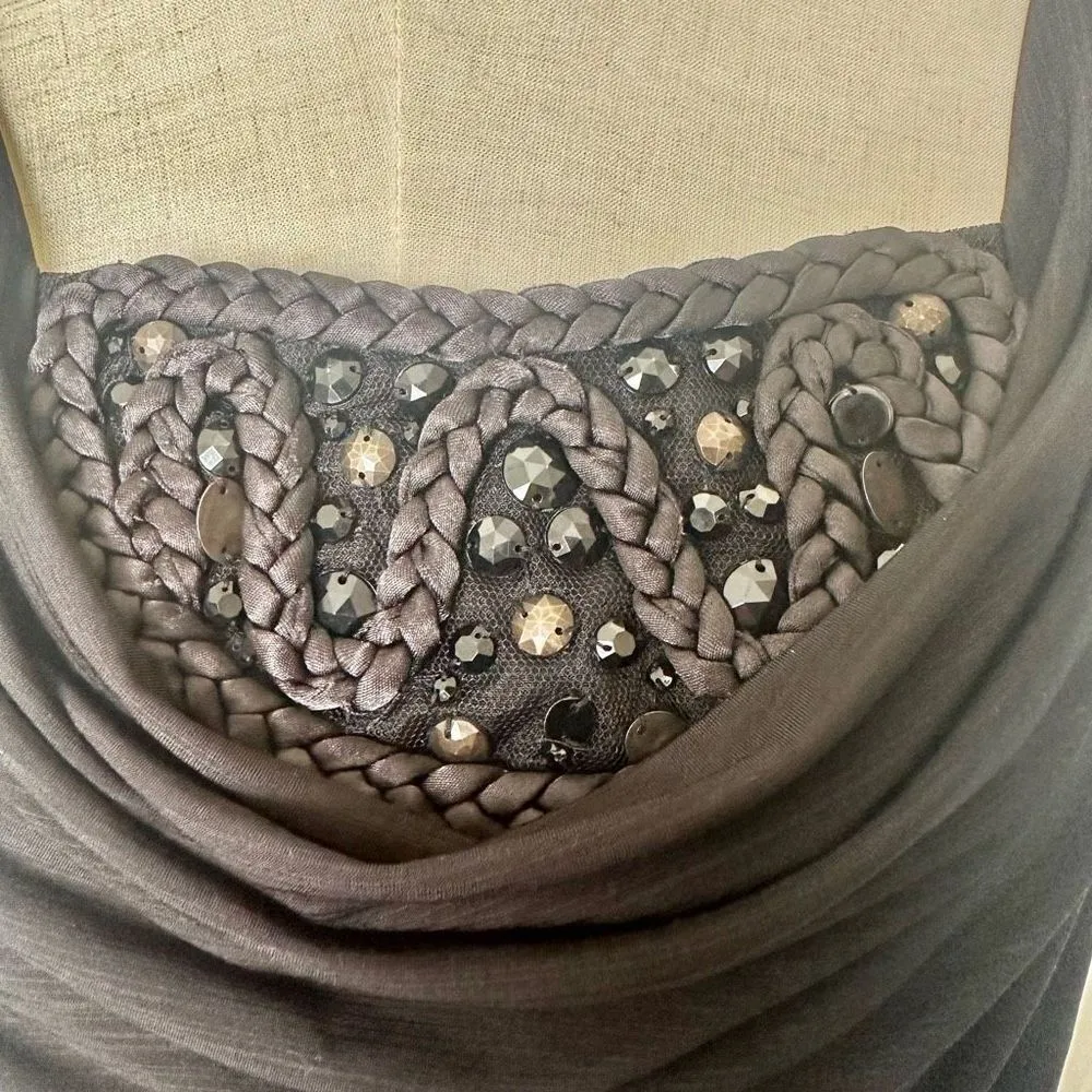 AB Studio embellished black long sleeve top - Image 2