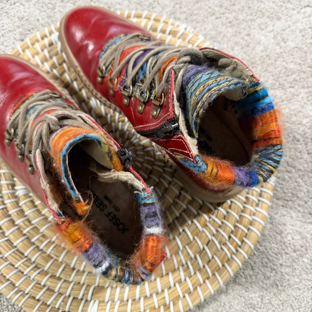 Josef Seibel Women’s Maren 06 Lace Up Leather Ankle Boot Side Zip Red 39/US 8.5 - Image 5