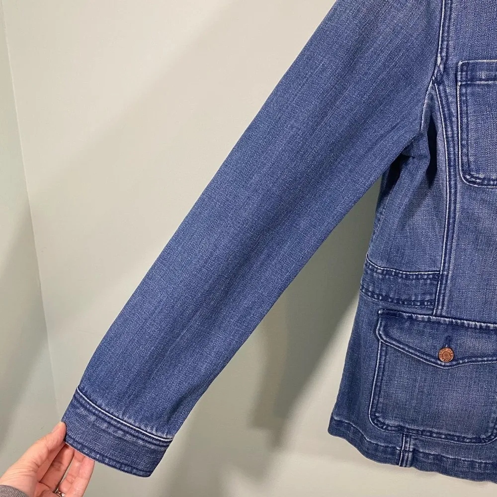 Talbots  Women's Blue Button Up Denim Utility Jacket Shacket Size S - Image 3