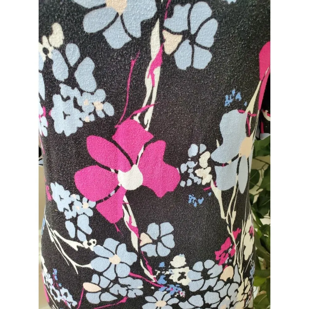 Kaari Blue Women's Multicolor Rayon Round Neck Short Sleeve Knee Length Dress S - Image 3