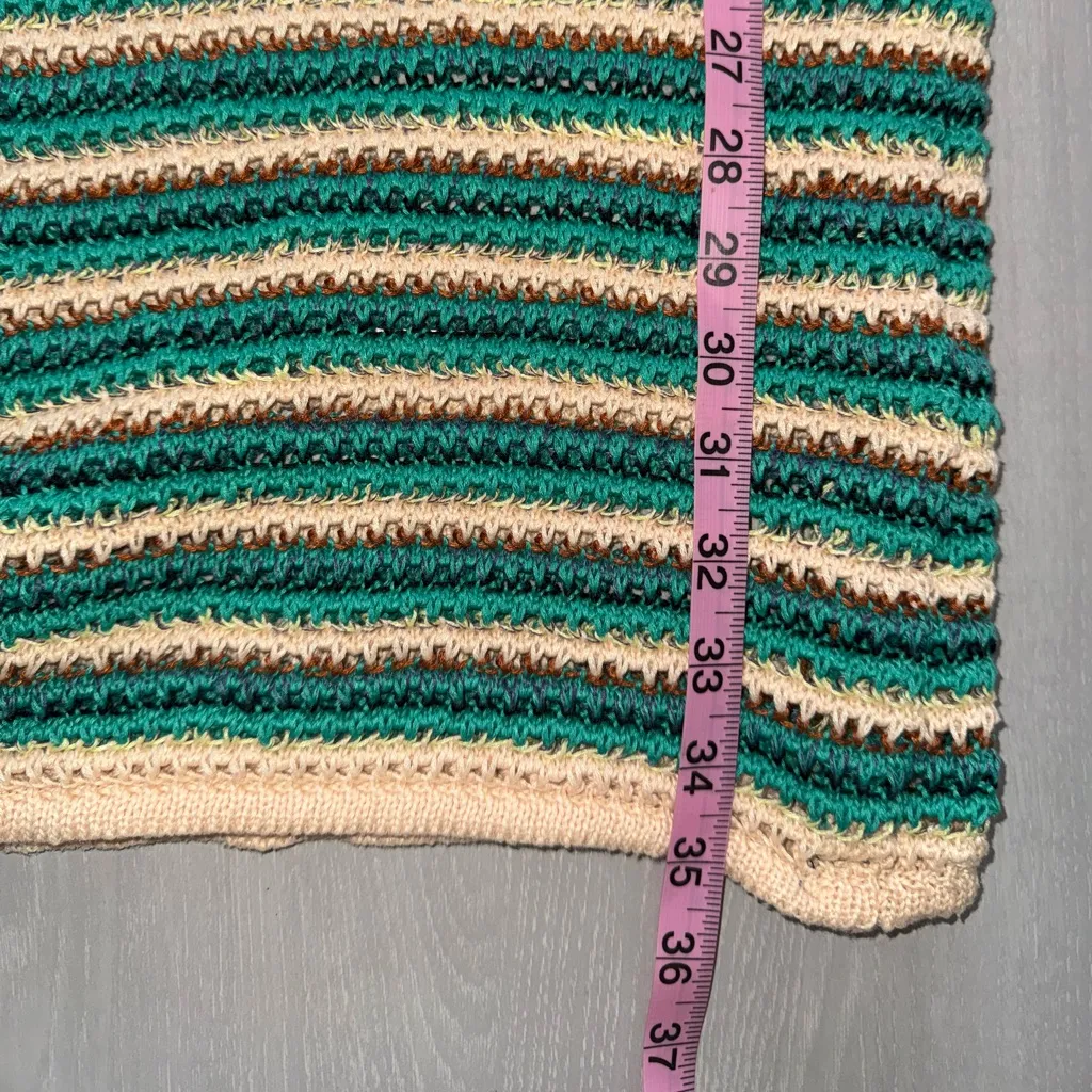 Striped Crochet Womens Size Small Knit‎ Midi Retro Colorful Dress Green - Image 8