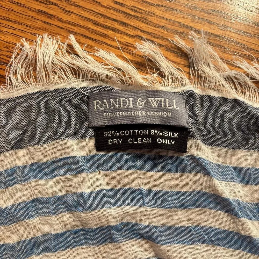 Randi & Will Long Open Cardigan Blue & White Stripe Women's One Size Sleeveless - Image 4