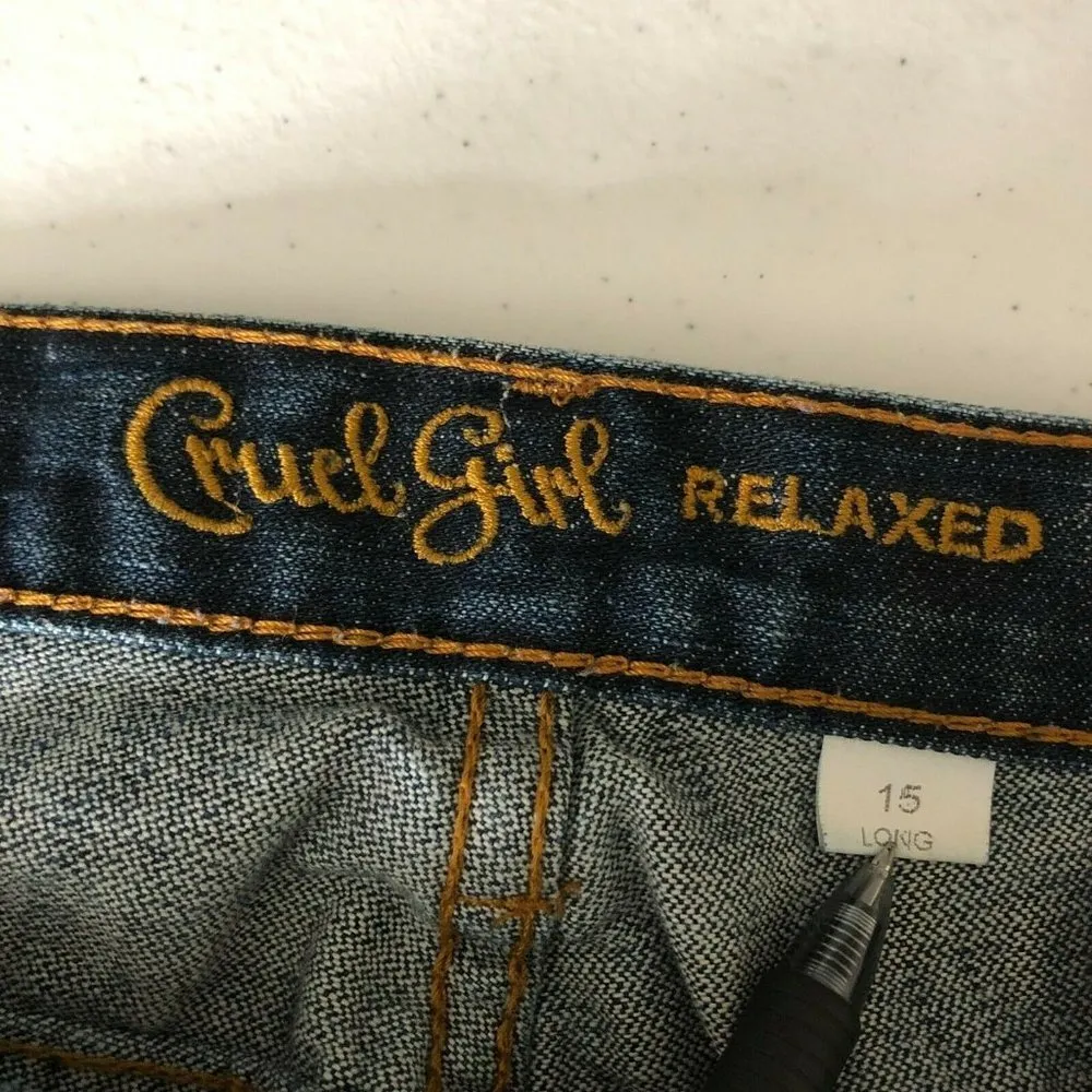Cruel Girl Womens Jeans Miller Relaxed Boot Cut Medium Wash 100% Cotton 15 Long - Image 5