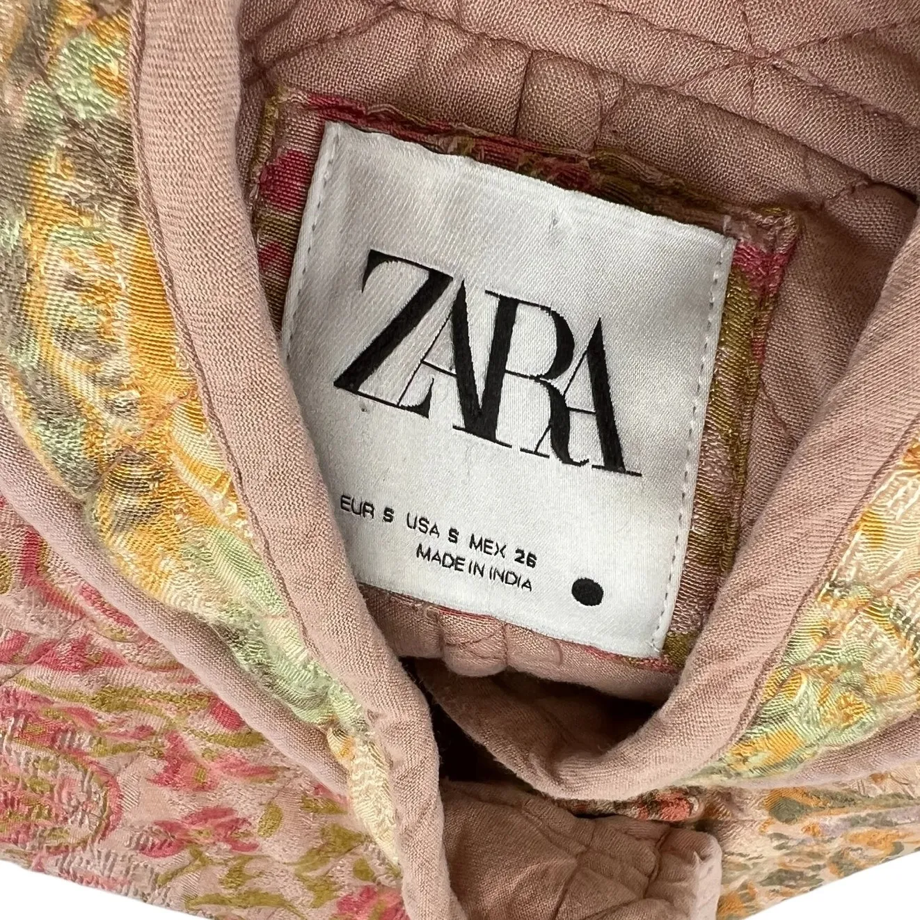 Zara Quilted Jacket Floral Paisley Print Patchwork Oversized Size Small - Image 12