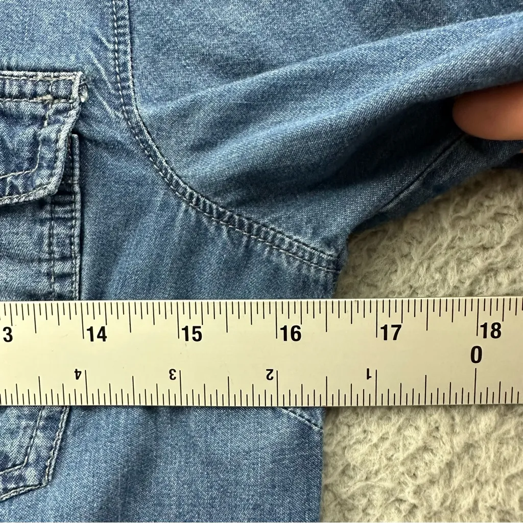 Y2K Old Navy Chambray Shirt Utility Dress Button Up‎ Preppy Casual Travel Wmn S - Image 6