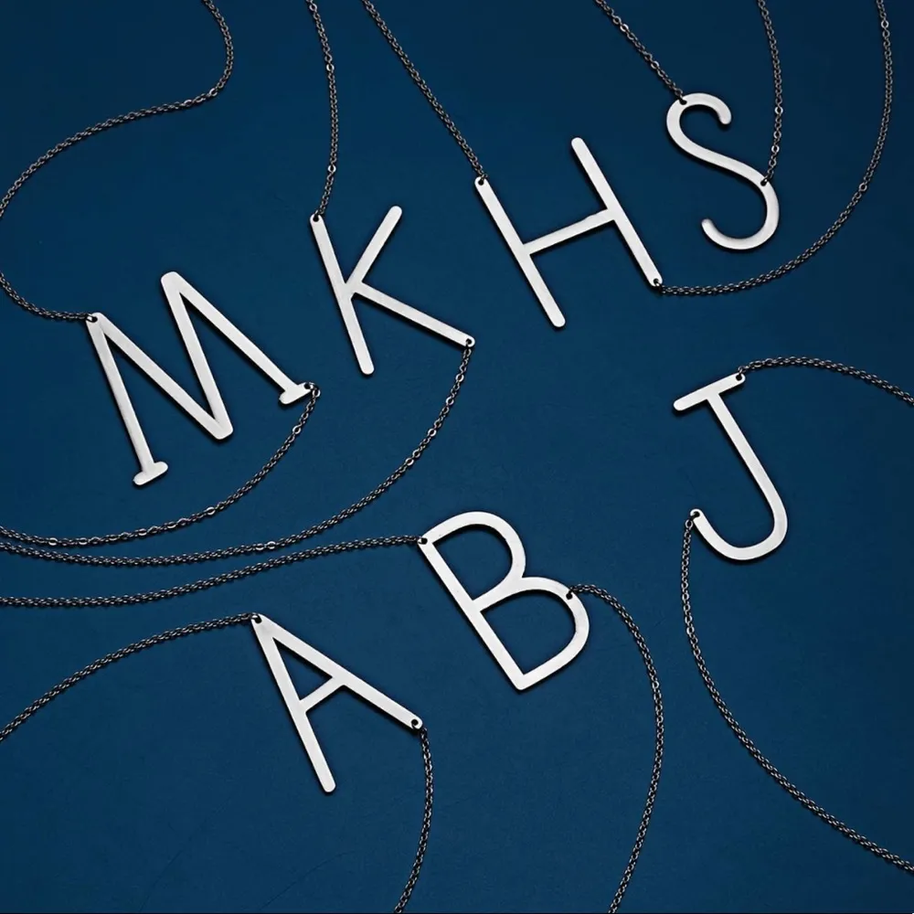 Silver Initial Stainless Steel Pendant Necklace - Image 3