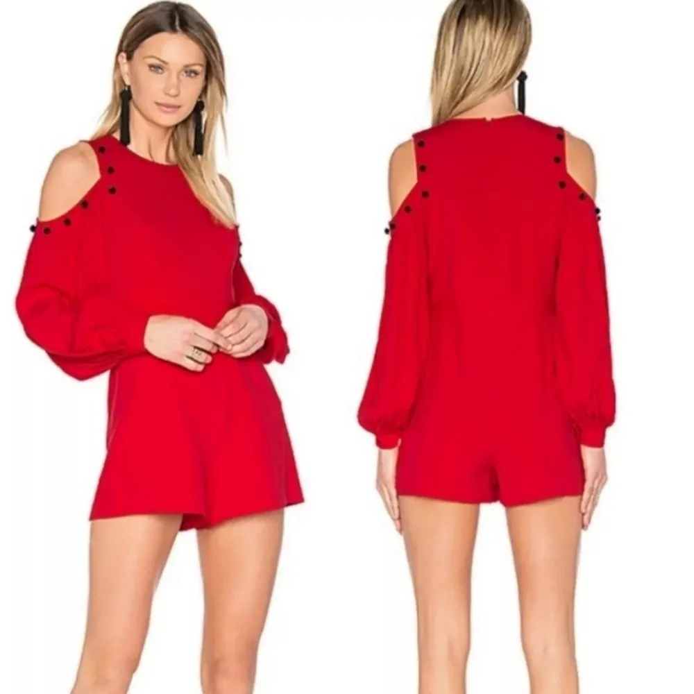 Alexis Asher Romper in Red with black Pom Pom - Image 5