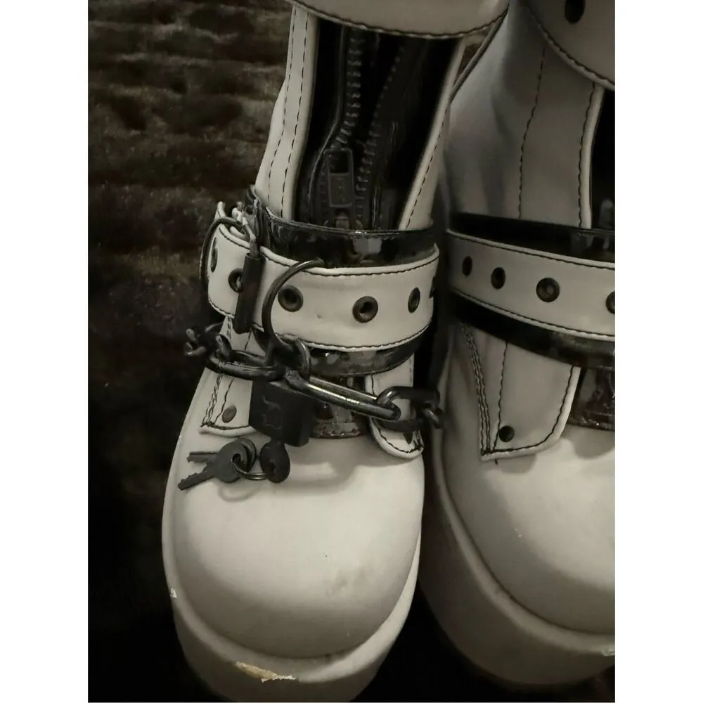 Pleaser Demonia 5" Chunky Heel Lace Up Ankle Boots Women Shoes Camel 8 - Image 4