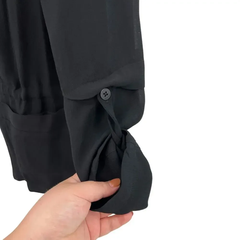 Aritzia Babaton Hamelin Jacket Crepe Draped Button‎ Drawstring Black Size XS - Image 9