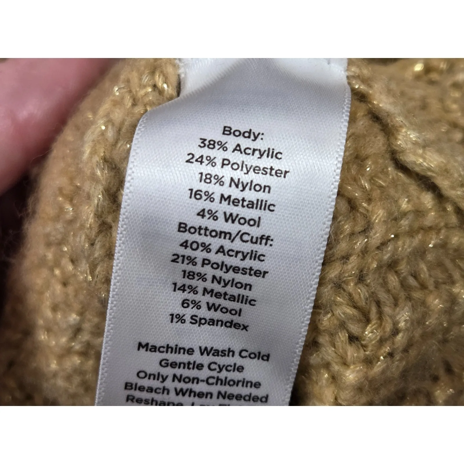 Talbots Texture Stitch Mockneck Sweater Metallic Toasted Coconut Gold Large - Image 4