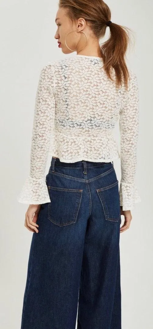 front tie V neck lace top - Image 3