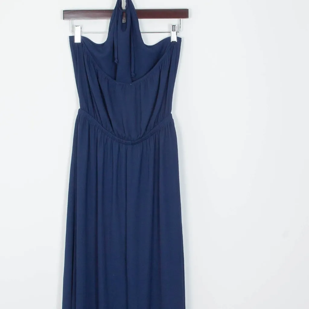 Show Me‎ Your MuMu Heather Halter Maxi Dress Navy Blue Womens Size Large - Image 8